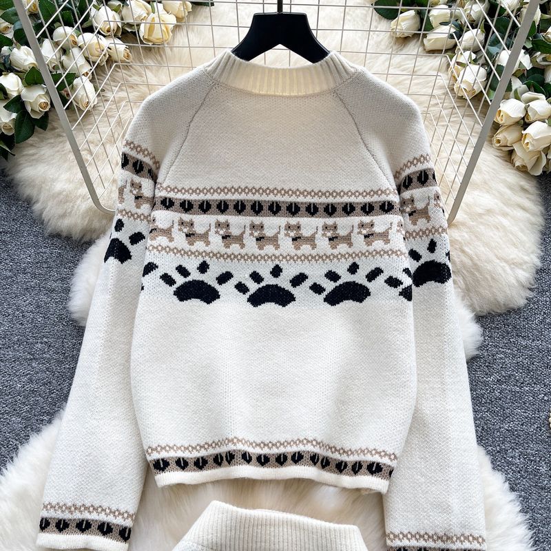 Abito da sposa - Maglione con collo alla coreana ricamato e gonna aderente (beige/nero)_voghion.com