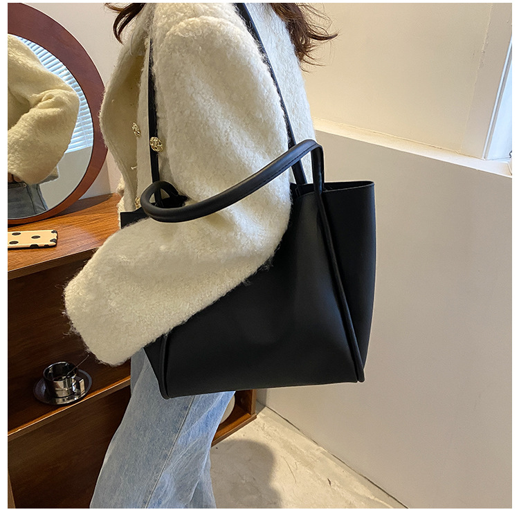 Koreanische Version einfarbige Muttertasche 2024 neue Damentasche einfache tragbare Tragetasche große Kapazität_voghion.com