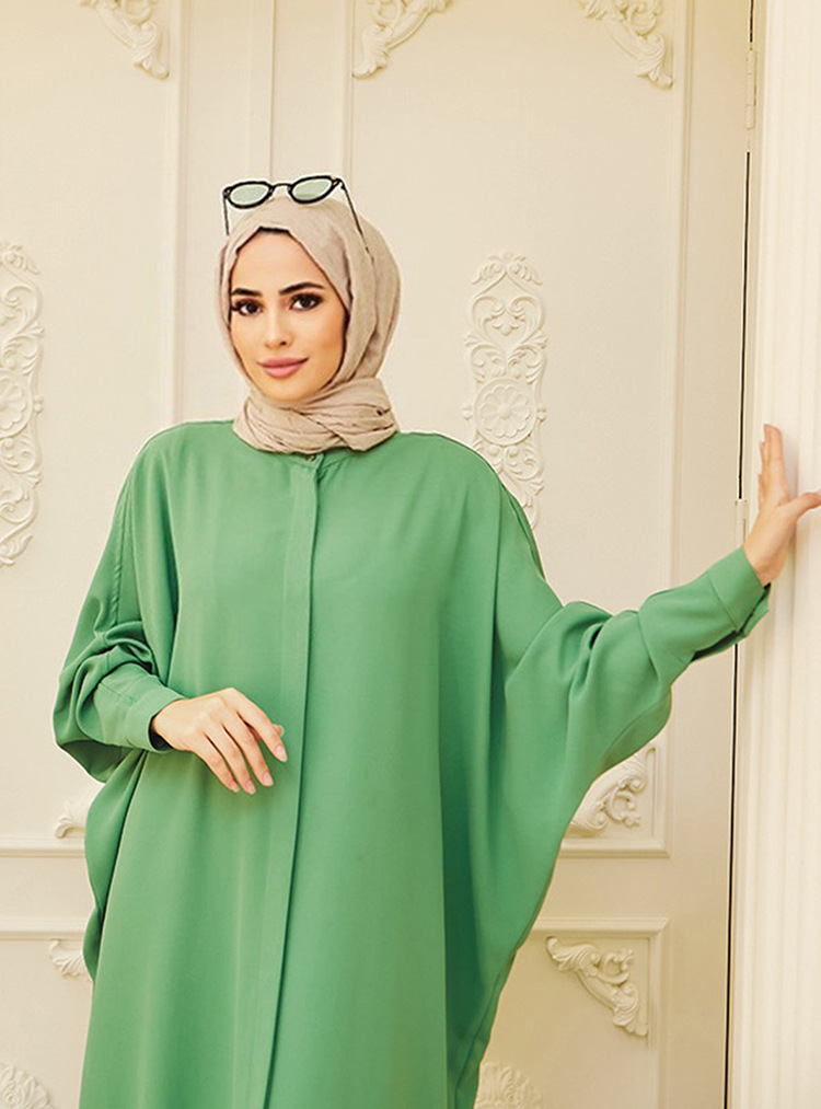 Muslimsk kappe abaya klær muslimsk mote flaggermus erme lang stil Sørøst-Asia_voghion.com