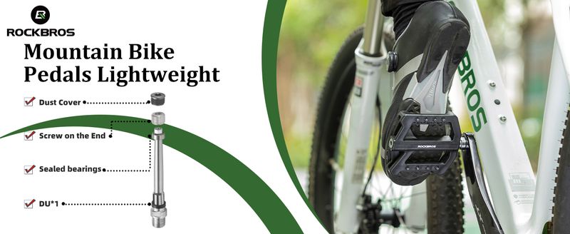 Pédales de vélo ROCKBROS, pédales de vélo VTT à plateforme en nylon avec antidérapant, paire de 9/16"_voghion.com