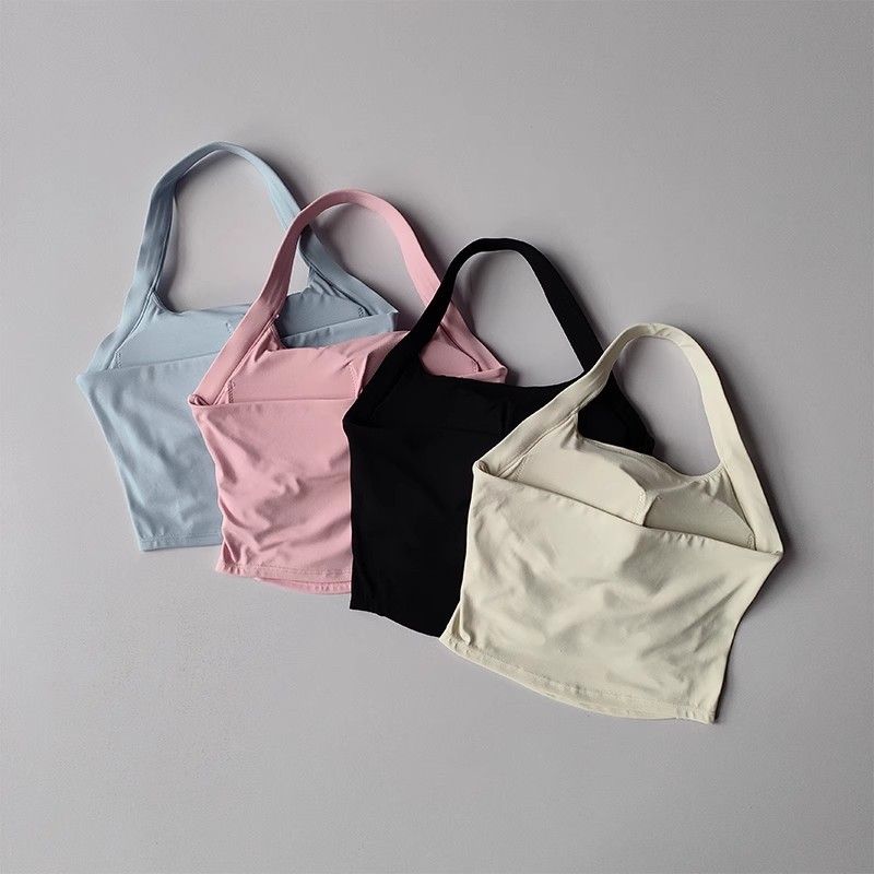 All-in-One Sports Shockproof Gathered Outer Breathable Running Bra Beautiful Back Halter Yoga Vest For Women_voghion.com