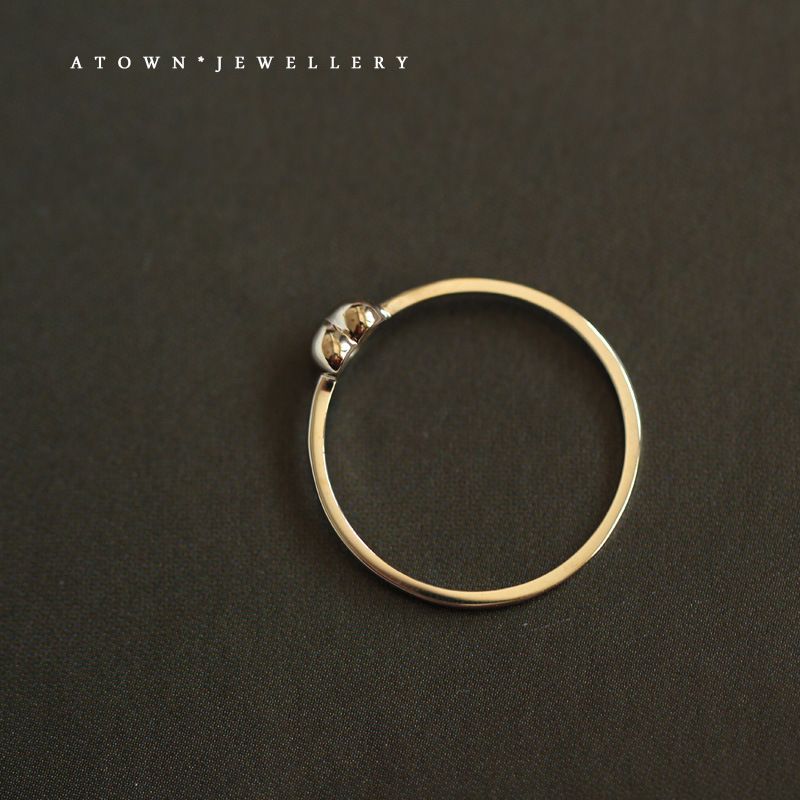 S Puur zilver verguld 14K goud kleine mollige eenvoudige veelzijdige super schattige hartvormige dunne ring_voghion.com