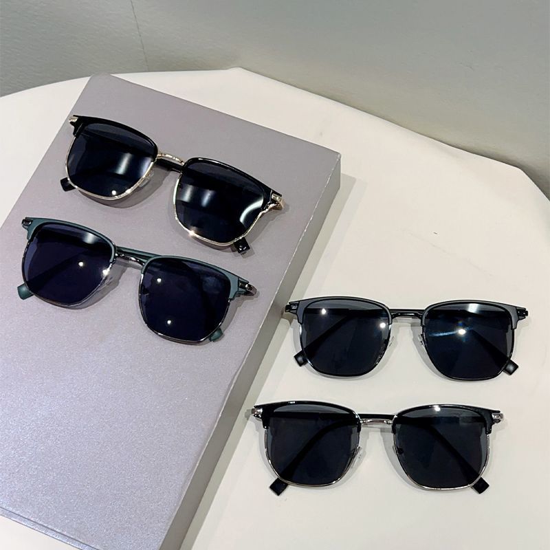 New Personalized Metal Half-frame Sunglasses Retro Anti-glare Sunglasses_voghion.com