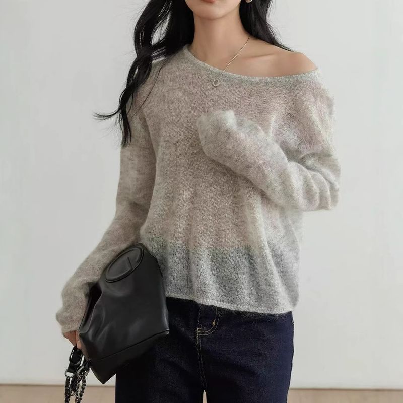 Pull en mohair fin, doux et duveteux, style délicat, pour femme, collection printemps 2025, coupe ample et élégante._voghion.com