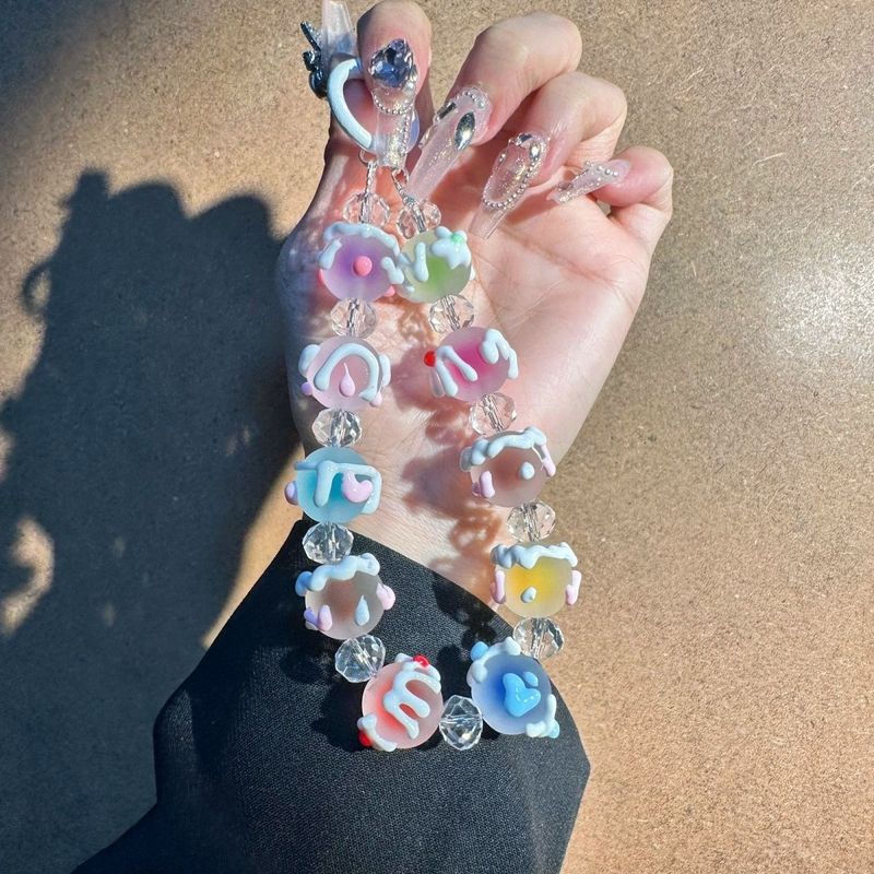 Ins Style Phone Dopamine Hand-painted Bead Chain Fashion Trendy Play Versatile With Transparent Clip Wrist Strap_voghion.com