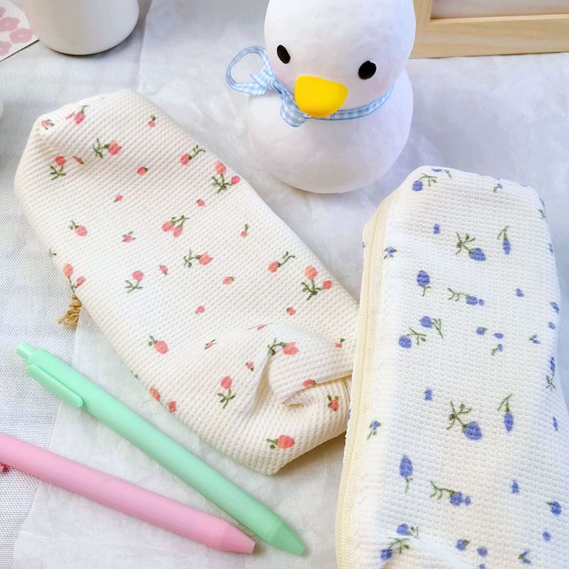 Ins – petite trousse à crayons florale Simple faite maison, Mini sac de rangement de papeterie en forme de cœur de fille fraîche_voghion.com