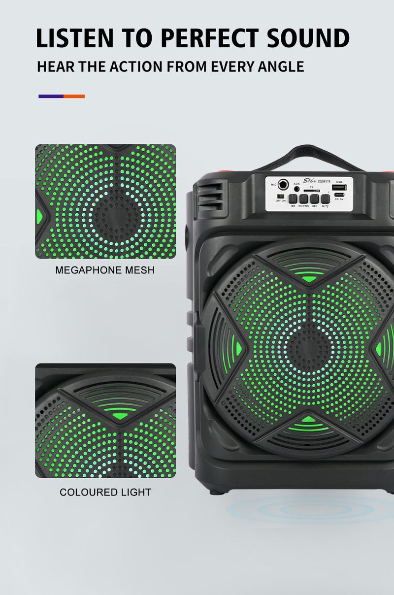 Haut-parleur portable d'extérieur Bluetooth ZQS8178, caisson de basses portable haute puissance, audio karaoké_voghion.com