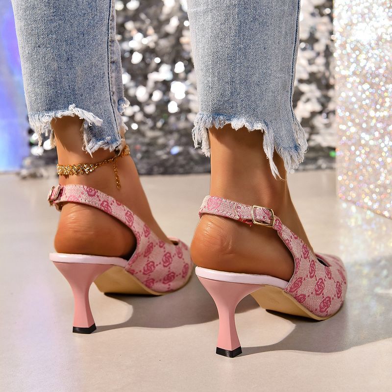 P7n Pattern Large Size Stiletto High Heels For Women Spring And Autumn New Style Pointed Toe Shallow Mouth Buckle Back_voghion.com