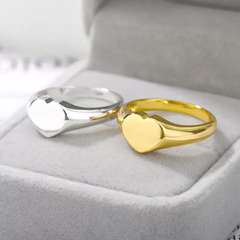 Damenschmuck, schlichter Pfirsichherz-Paarring, Ins-Stil, Größe Pfirsichherz K, vergoldeter Edelstahl, lichtechter Ring_voghion.com