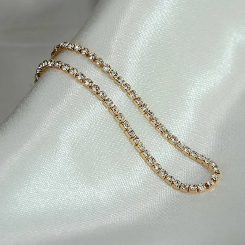 Designer Fashion Tennis Chain Crystal CZ Single Row Rhinestones Bracelets For Women Ladies Minimalism Wedding Party_voghion.com