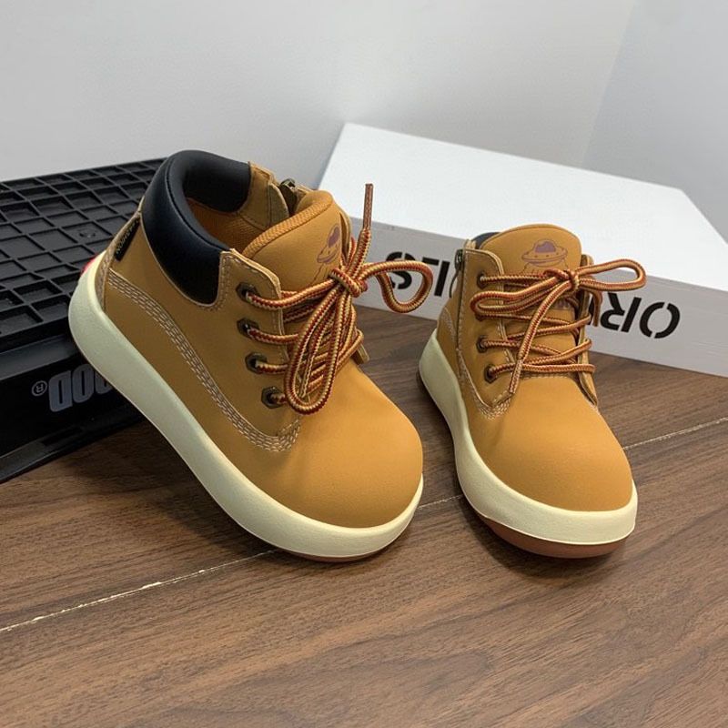 Modische Mid-Top-Sneaker für Unisex-Kinder – Weiche Gummisohle, atmungsaktiv und rutschfest, gelbe Freizeitschuhe für Jungen und Mädchen_voghion.com