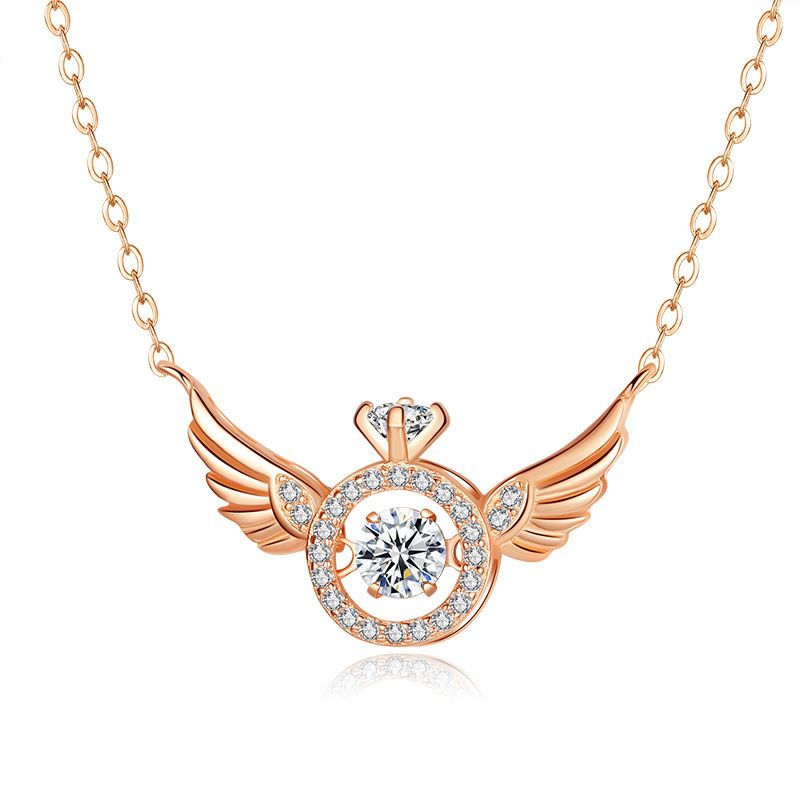 Engel Smart Halskette Schlüsselbein Kette Flügel weibliche Nische Design einfache fliegende Flügel Inlay vergoldet Schmuck Großhandel_voghion.com