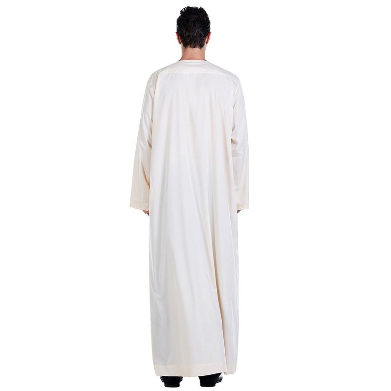 Herenkleding Herengewaden Effen kleur eenvoudig ontwerp Moslimkaftan_voghion.com