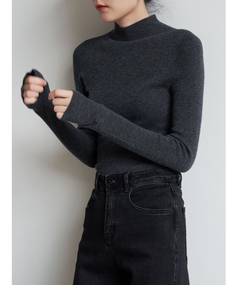 SS STUDIO Nahtloser Einteiliger Pendel-Eleganter Halbrollkragen-Wollstrickpullover Für Damen Herbst Winter Basishemd_voghion.com