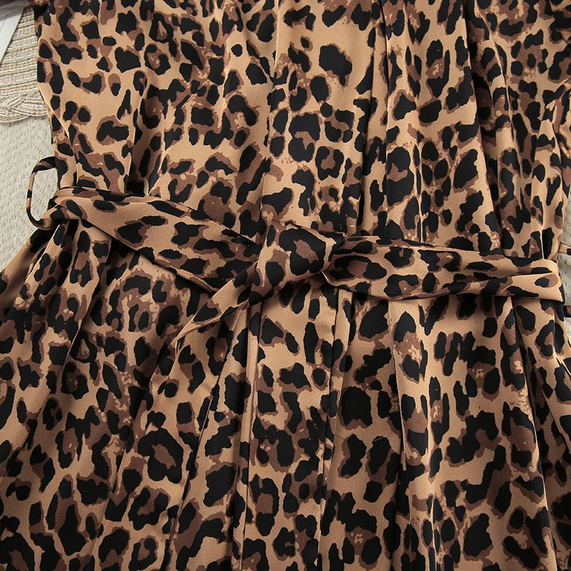 2025 New European And American Leopard Print Feather Patchwork Robe Loose Comfortable Loungewear_voghion.com