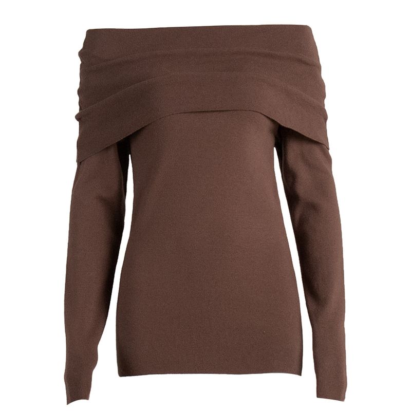 Maglione da donna autunno inverno 2025, maglia a maniche lunghe, base in maglia, top sexy aderente con spalle scoperte_voghion.com