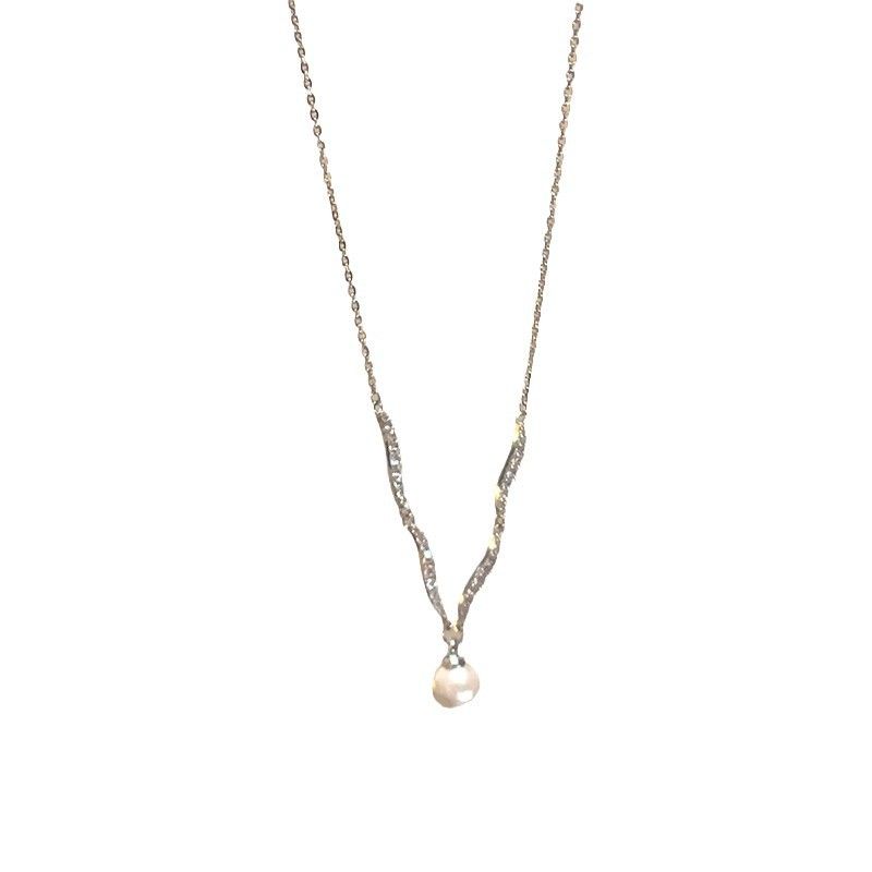 Cold Wind Zircon Pearl Necklace Women's Fashion Temperament Simple Clavicle Chain Light Luxury Versatile Accessories_voghion.com