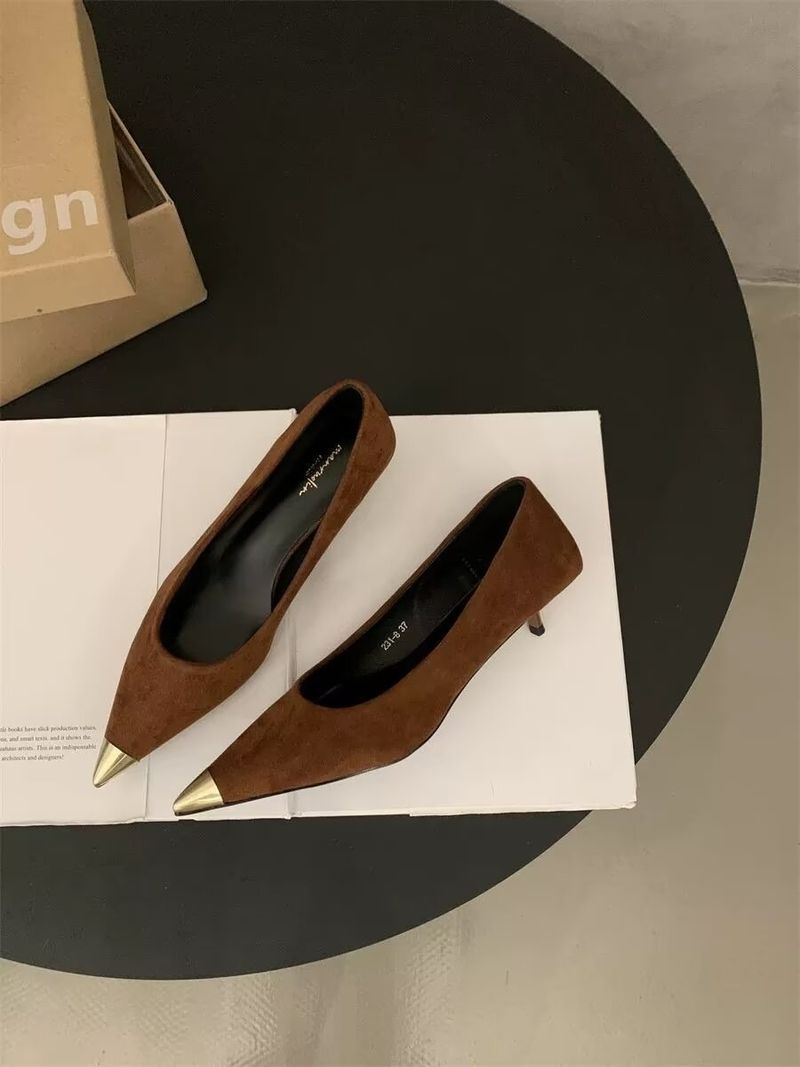 Scarpe da donna con tacco a spillo, tacco a spillo, tacco alto, stile gattino, stile francese, scarpe con gonna profumata_voghion.com