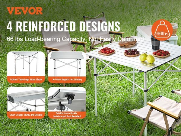 VEVOR Folding Camping Table, Outdoor Portable Side Tables, Lightweight Fold Up Table, Aluminum Ultra Compact Work Table With Carry Bag, For Cooking, Beach, Picnic, Travel, 24x16 Inch, Silver_voghion.com