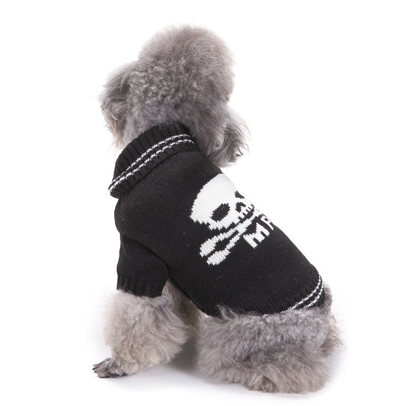 Czaszka Halloween Sweter dla zwierząt domowych Strój dla zwierząt domowych Ubrania dla psów Sweter Ubrania dla dużych psów_voghion.com