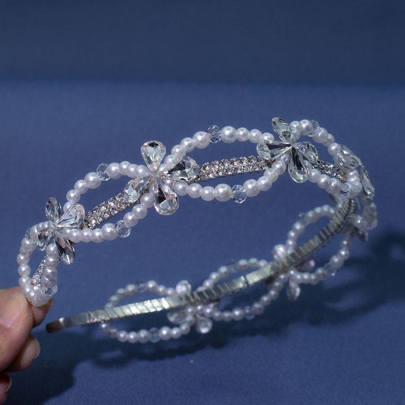Fascia per capelli da sposa fatta a mano con perle e cristalli, accessori per capelli, copricapo con strass_voghion.com