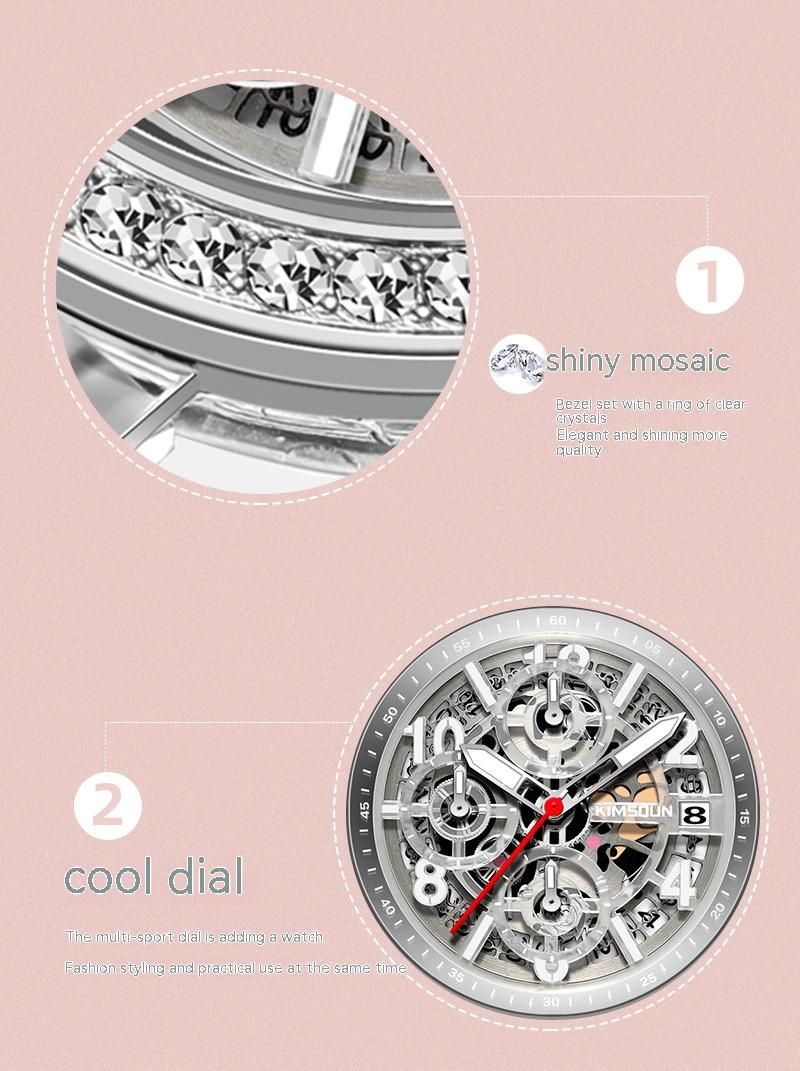 Reloj de cuarzo transparente con incrustaciones de diamantes de la marca Kingston, reloj de red rojo resistente al agua para hombres y mujeres, reloj para amantes de las mareas_voghion.com