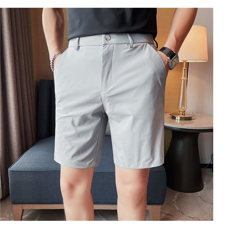 Sommer dünne neue männer casual shorts erfrischende eis seide baumwolle schlanke shorts bequeme hohe elastische herren shorts_voghion.com