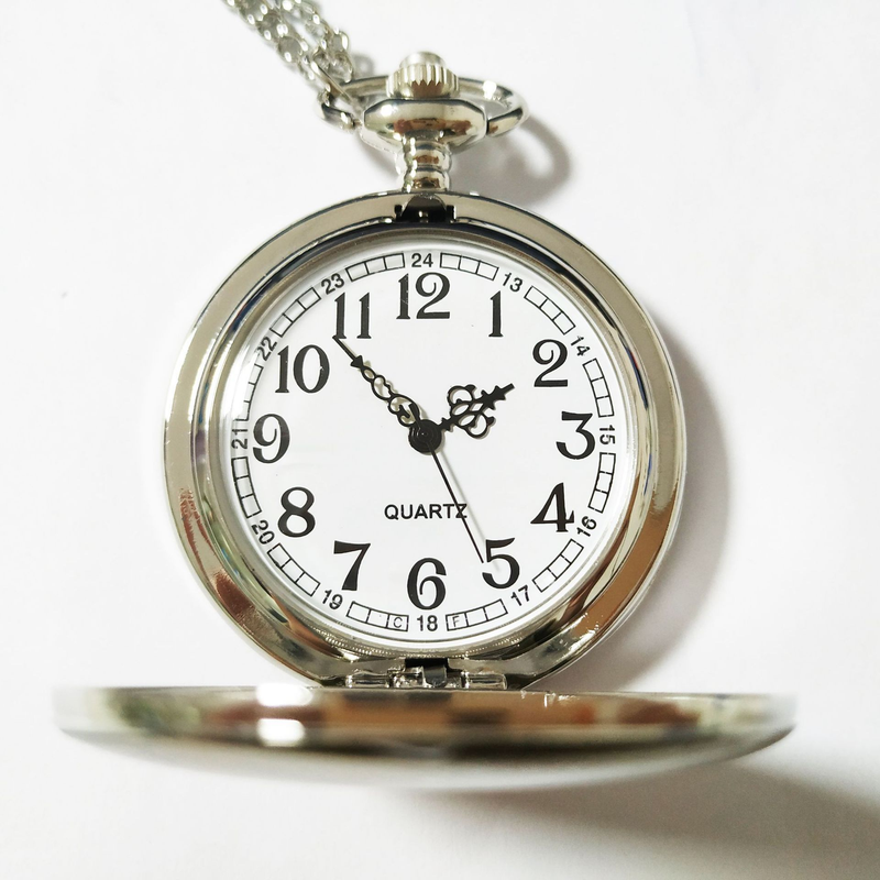 Tungsten Steel Polished Flip Cover Large Pocket Arabic Numerals Antique Gift Watch 4 Colors_voghion.com