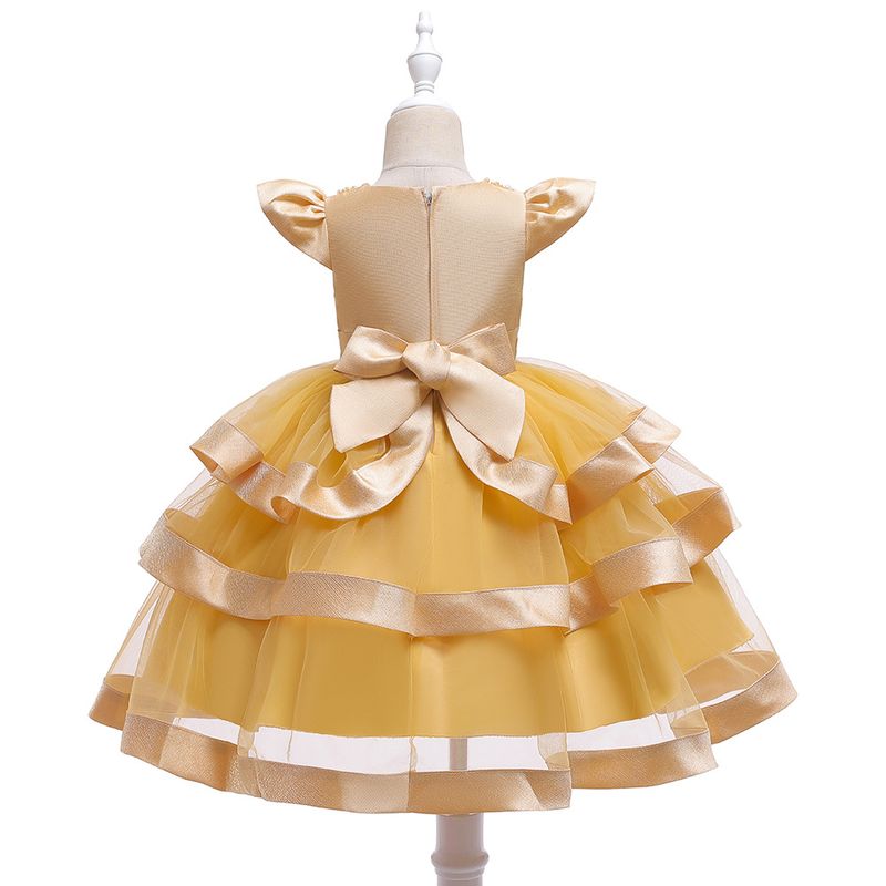 Robe de spectacle perlée pour enfants européens et américains, robe bouffante multicouche pour fille, robe de Noël pour enfants_voghion.com