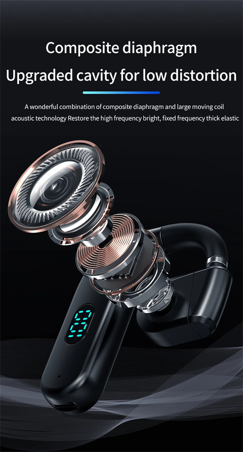 Trådløse Bluetooth-hovedtelefoner med mikrofon-knogleledning-øretelefoner Håndfri støjreducerende headset til kørsel_voghion.com