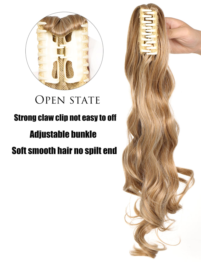 Wigs Claw Clip Curly Ponytail Synthetic Hair Extensions_voghion.com