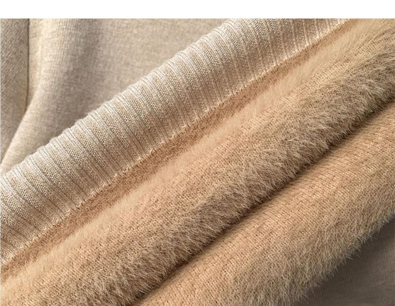 Maglione dolcevita in maglia con fodera in pile da donna - Pullover invernale morbido e caldo con strato interno in peluche, comodo design a collo alto per il freddo_voghion.com