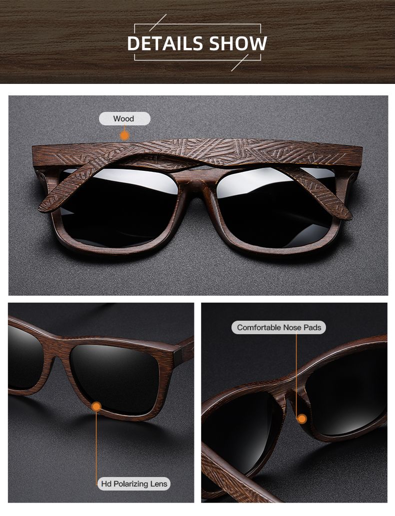 Fashion Fashion Vintage Fashion Bamboo Wooden Handmade Polarized Mirror Coating Lenses Eyewear Sunglasses for Men_voghion.com