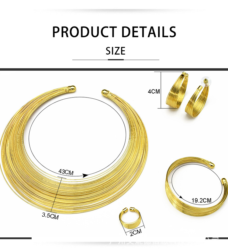 Sargent-Halskettenset aus Legierung mit mehreren Drähten, vierteiliges Set_voghion.com