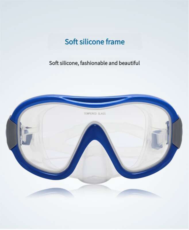 Ensemble de plongée en apnée professionnel deux pièces avec tube respiratoire entièrement sec en silicone et lunettes de plongée haute définition à grand cadre_voghion.com