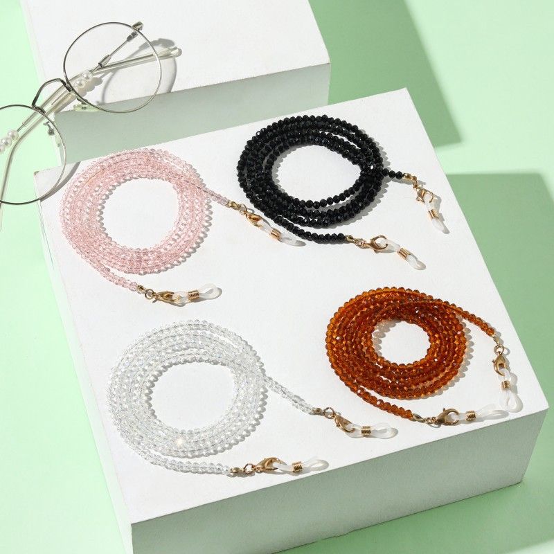 Multicolor Fashion Crystal Beaded Glasses Chain Mask_voghion.com