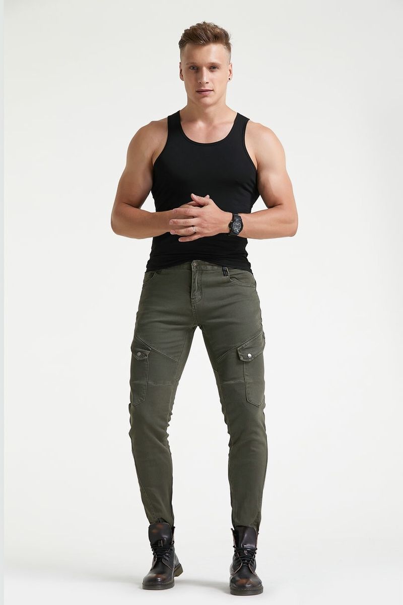 Jeans de moto pour hommes et femmes - Pantalons de motard coupe droite pour la course et le tout-terrain - Denim protecteur avec coutures renforcées_voghion.com