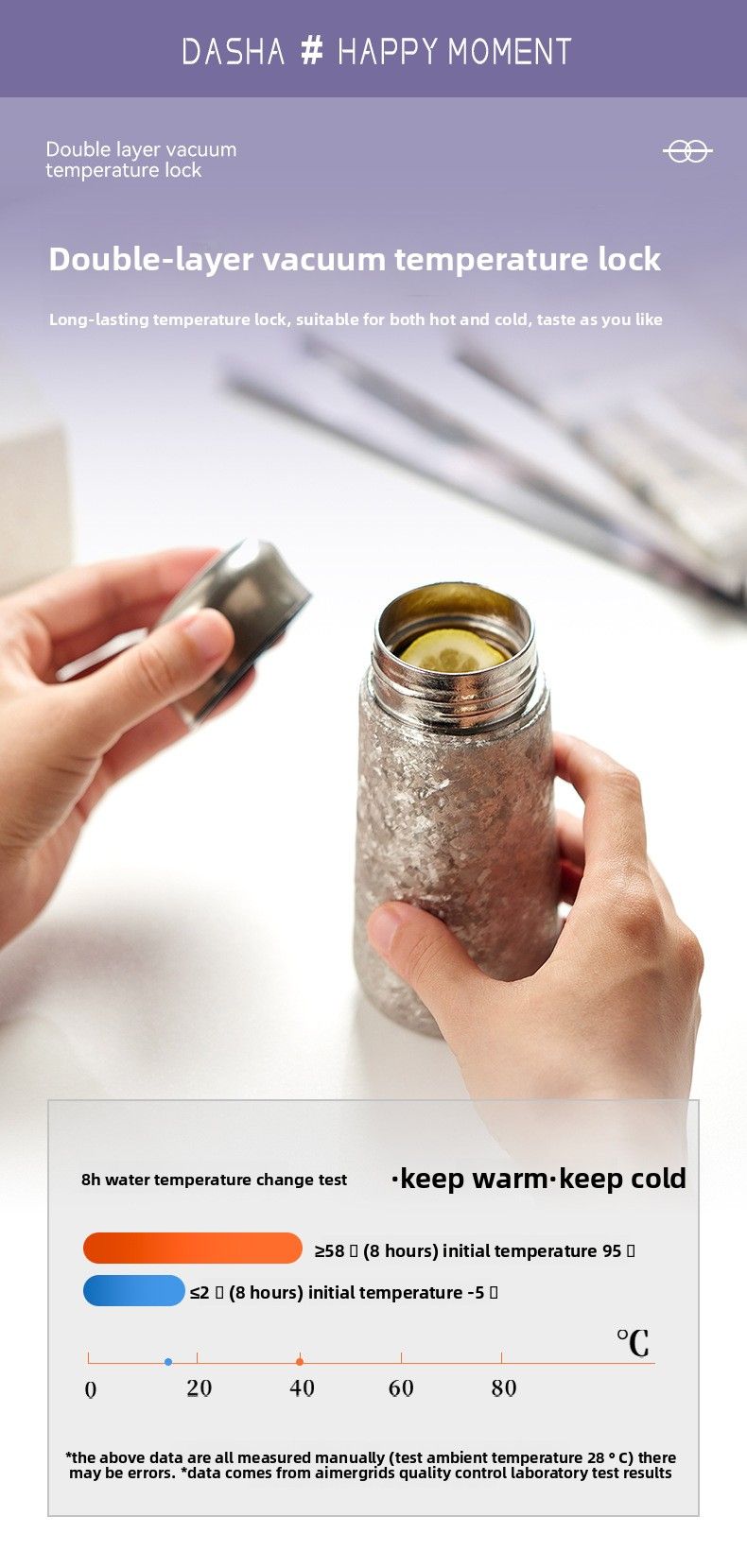 Rein isolierte doppelschichtige Wasser-Hochwert-Teetasche, tragbar, kompakt, Titan-Kristall, Eintopf, Kaffeetasse_voghion.com