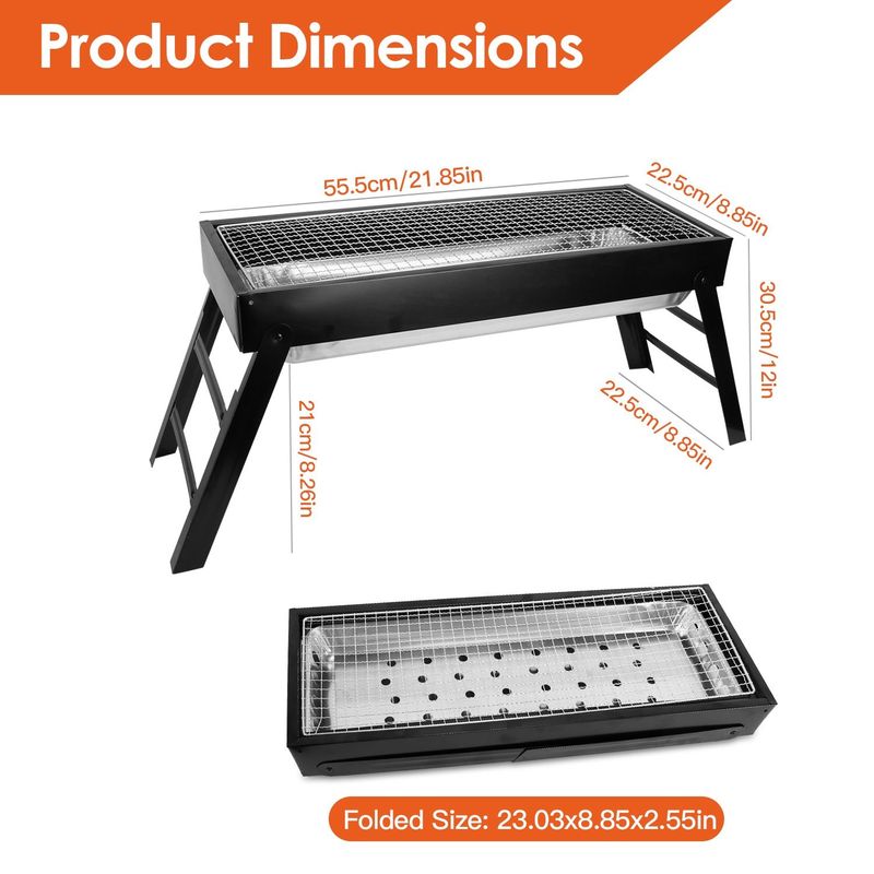 Foldable Charcoal BBQ Grill Stainless Steel Grill Net Easy Setup Portable Tabletop Barbecue Grill For Camping Picnic Outdoor Party Backyard_voghion.com