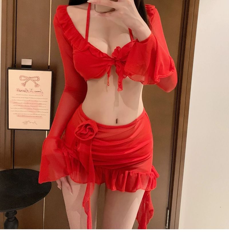 GraceChic 2025 Neuer roter Bikini für Damen, exklusiver Pure Desire-Stil im Promi-Look, sexy, figurformender Badeanzug für kleine Oberweite_voghion.com