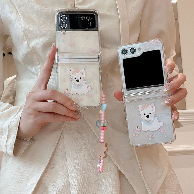 Wave Dot Puppy for Samsung Galaxy Z Flip5 Phone Case Electroplated Zflip4/3 Folding Screen Saver Sheath_voghion.com