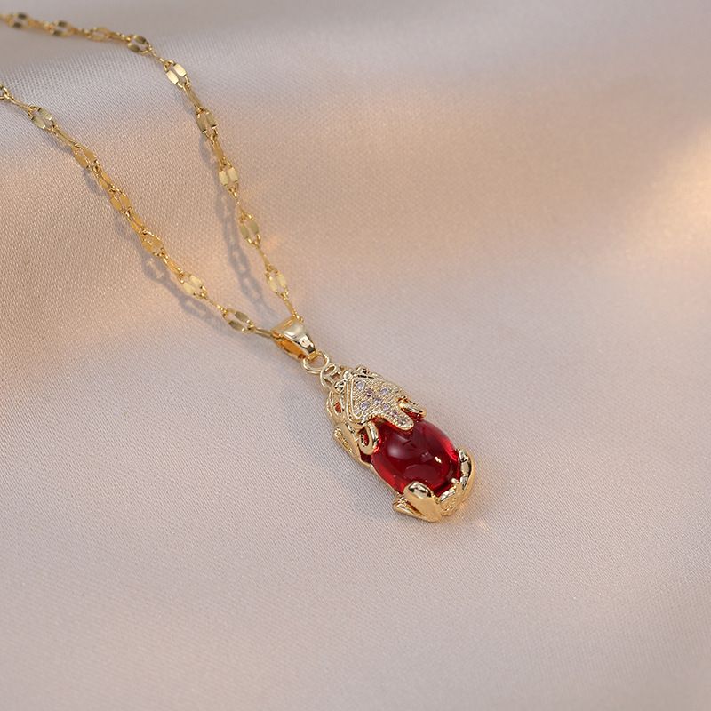 Xiupi ketting, vrouwelijke ins, gelukkige overdracht, kleurloos, luxe, mode, net rode halsketting, beplating met echte gouden korte halsketting_voghion.com