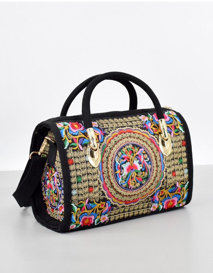 Damentaschen, National Style Retro Bestickte Handtasche, Canvas Stickerei, One Shoulder Crossbody Kissentasche, Reisetasche_voghion.com