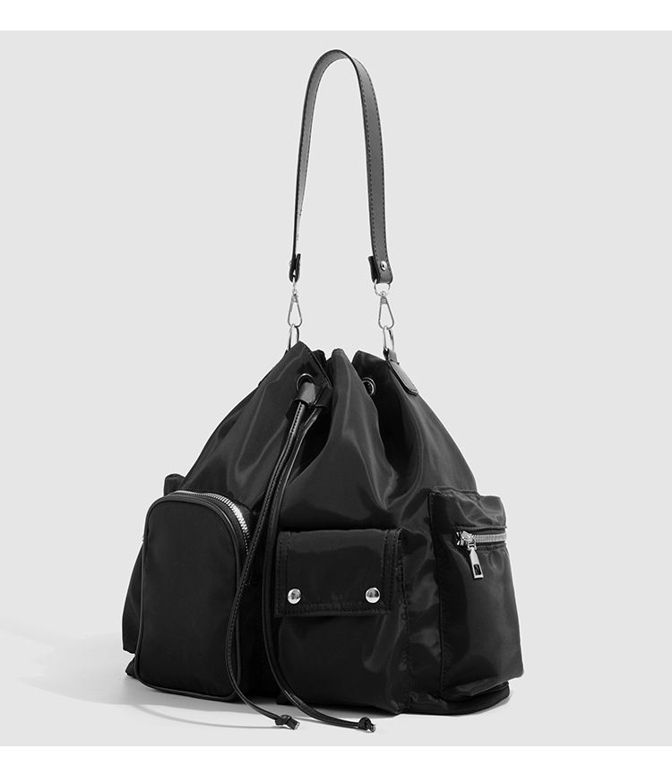 Stylish Drawstring Tote Backpack For Women - Lightweight, Multi-Pocket Design With Crossbody & Shoulder Strap Options One Shoulder Crossbody Backpack_voghion.com