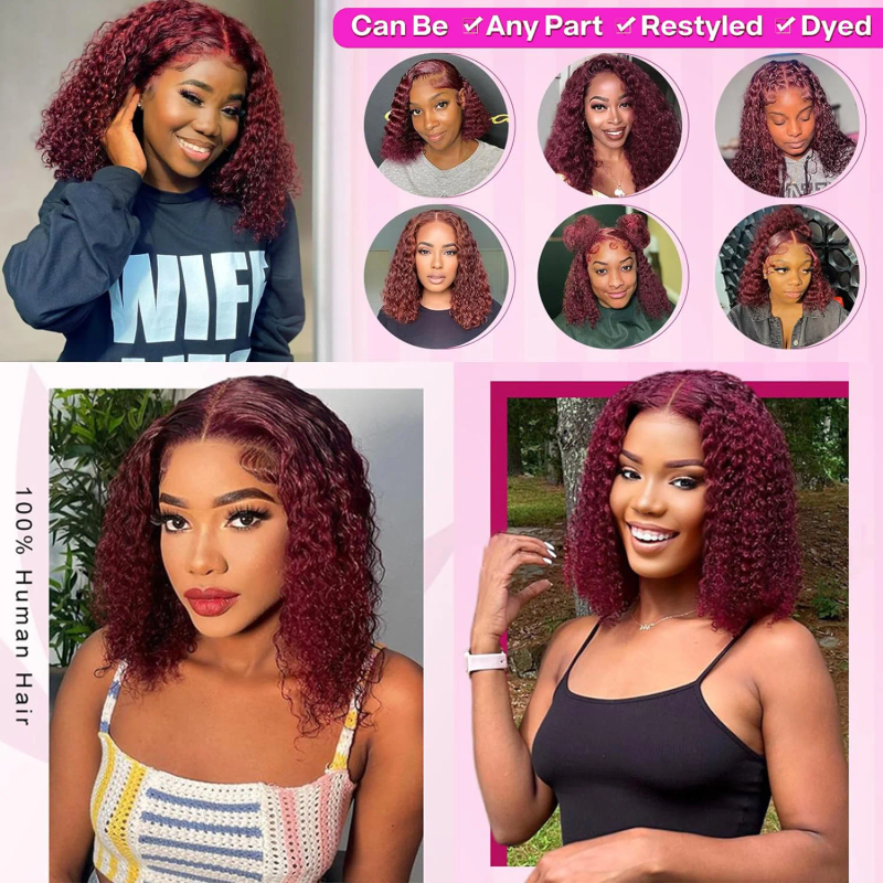 Brazilian Deep Wave Bob Wig 13x4 Lace Frontal Human Hair Short Curly Preplucked Baby Hair_voghion.com