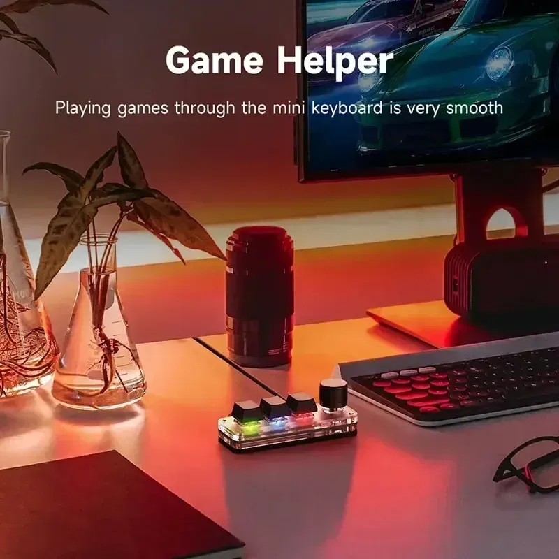 Tastiera mini meccanica sostituibile a caldo con manopola cablata RGB personalizzata a 3 tasti, tasto di scelta rapida per giochi di e-sport_voghion.com