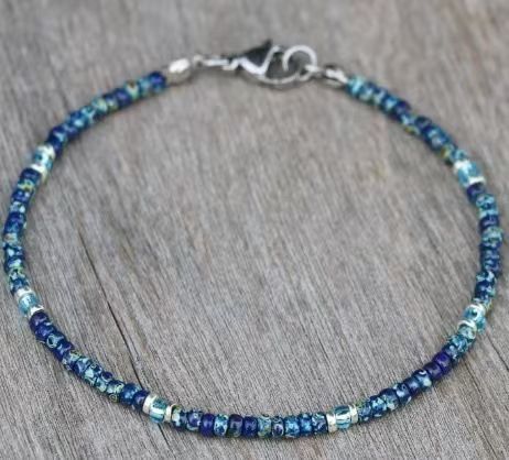 Bohemian Vacation Pattern Stone Beaded Metal Mixed Anklet For Women Beach_voghion.com