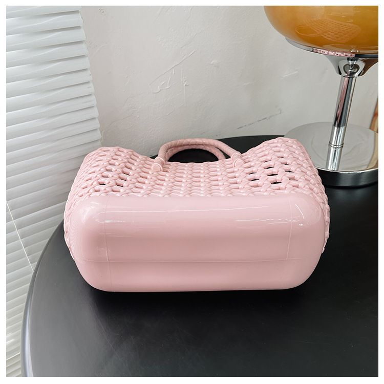 Summer New Women's Bag Hollow Woven Hand Held Vegetable Basket Bag Daily Vacation Travel Large Capacity Beach Bag_voghion.com