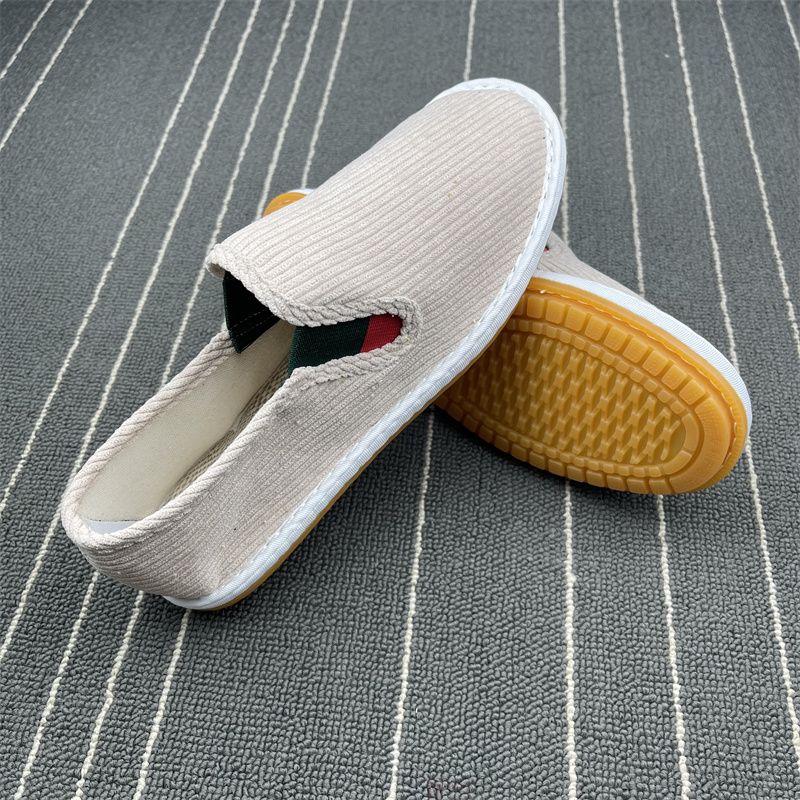 Spring And Summer Pure Color Thick Stripe Corduroy Cloth Men's Slip-on Elastic Band Zen Buddhist Soft Bottom Lightweight_voghion.com