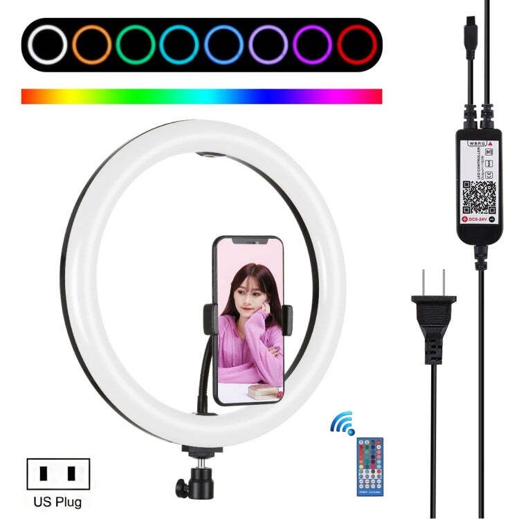 PULUZ 30 cm RGB-LED-Ringlicht mit Stativ, Telefonklemme und Kugelkopf._voghion.com